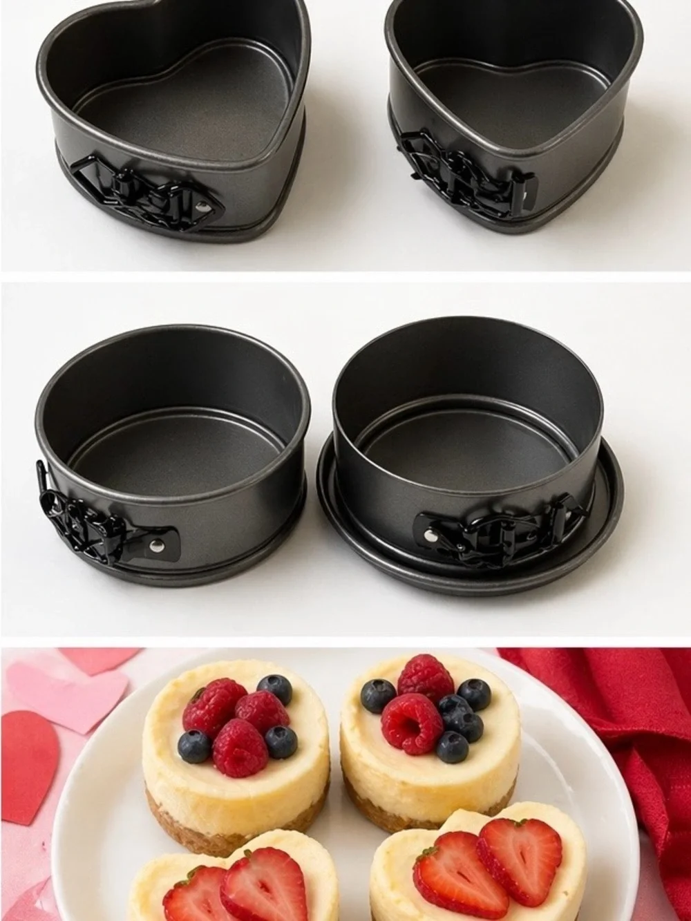Non-Brand Heart & Round Springform Cake Pans Set in Dark Gray - 2-Pack